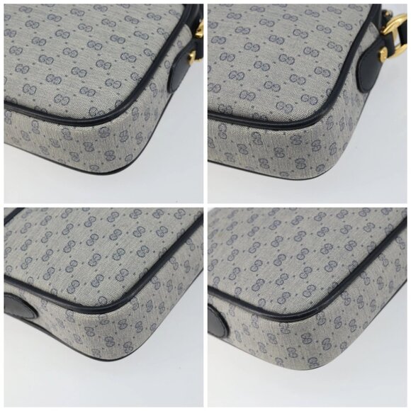 GUCCI Micro GG Supreme Shoulder Bag PVC Navy Gold - Picture 15 of 15